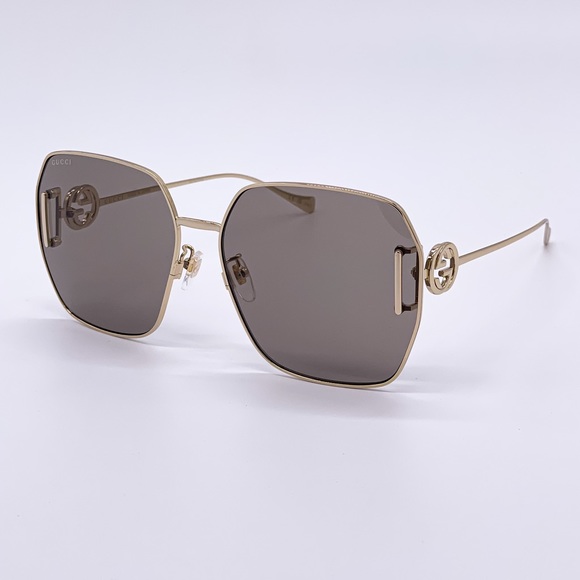 NEW GUCCI GG1207SA 005 GOLD WOMEN OVERSIZED GOLD BROWN SUNGLASSES GUCCI main image 12